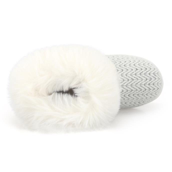 totes toasties® Ladies Cable Knit Boot Slippers With Pom Pom Cream Multi Extra Image 5